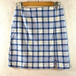 VTG 90s Basic Edition Women Mini Skirt Blue Plaid Y2K Preppy Grunge Soft Girl‎